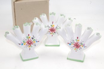 Lot Of 3 New Five Finger Vase Made In Portugal Painted Centerpieces Table Favors