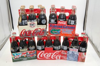 Lot Of Vintage Coca Cola / Coke 8oz Glass Bottles / Six Packs