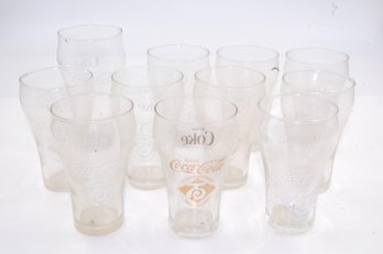 Set Of 9 - 75th Anniversary Coca Cola / Coke 5' Tall Glasses/cups