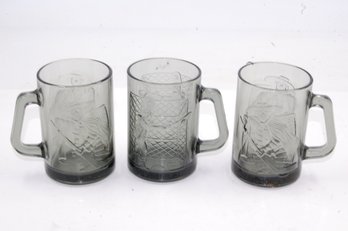 Vintage McDonalds' Glass Mugs - Two Hamburglar & One Captain Crook