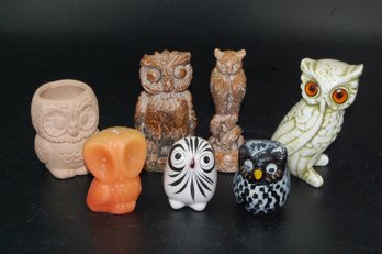 Vintage Owl Themed Figure Lot  - Figures, Planter, Candle