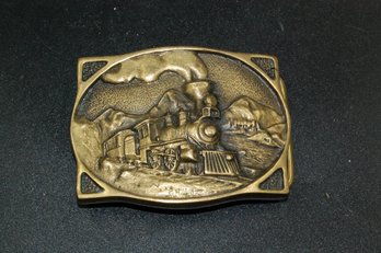 Vintage American Train Solid Brass Belt Buckle - 3.25'x2.5'