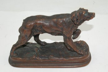 Metal (Bronze?) Dog Statue Based On Setter On Point Sculpture By Jules Moigniez