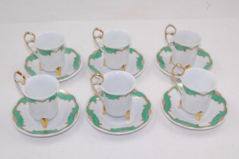 Tiger Yedi Fine Porcelain Japan Style Tea Cups & Saucers For 6