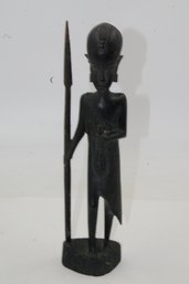14' Tall African Carved Wood Statue / Figure With Spear - Made In Kenya