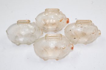 Lot Of 4 Vintage Anchor Hocking Glass Pig Shaped Coin Piggy Banks - Each 4.25'x2.5'x3'