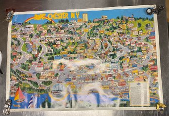 Vintage 1984 Ranlee Publishing Port Chester NY Town Map Poster