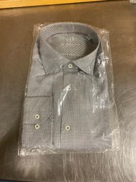 New With Tags Bugatchi Uomo Shaped Fit 17.5 36/37 Dress Shirt