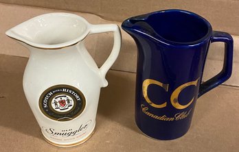Cc Canadian Club And Old Smuggler Scotch Whisky Alcohol Liquor Advertising Pitcher