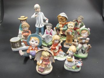 Lot Of 12 Ceramic Boy / Girl / Others Figures  Statues