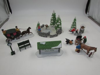 Dept 56 Town Accessories (Village Sign, Clock, Bench, Tradesman, Skating Pond, Horse Coach Carriage & More)