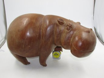 Large Hand Carved Out Of Solid Wood Hippo / Hippopotamus Figure / Statue