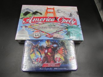 Brand New Ameica-Opoly Themed Monopoly & Marvel Avengers Puzzles