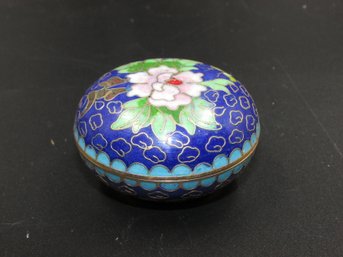 Vintage Cloisonne 2' Round Covered Trinket Box With Lid