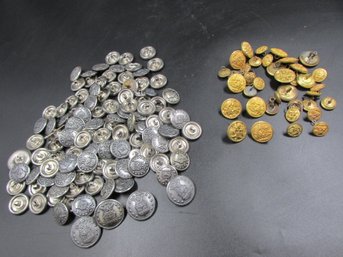 Large Lot Of Vintage Eagle Coat Buttons - Gold Toned & Silver - Different Sizes