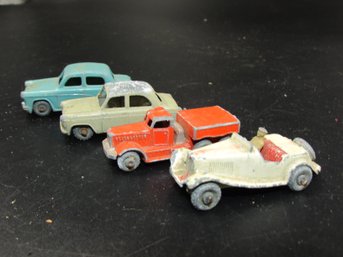 Lot Of Vintage Matchbox Lesney Diecast Midget Toy Cars - Prime Mover, Ford Prefect, Austin A50 & 19A MG
