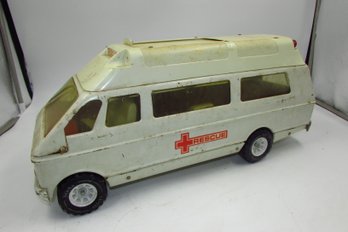 Large Vintage Steel Mighty Tonka Emergency Rescue Vehicle Ambulance