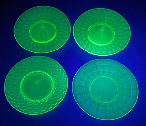 Lot Of 6in Vintage Deessert Plates Vaseline Uranium Glassware Glow In The Dark