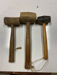 Lot Of Wooden Handle Rubber Hammer Mallets
