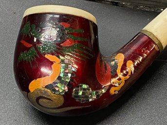 Incredible Dragon With Mother Of Pearl Inlay Tobacco Pipe