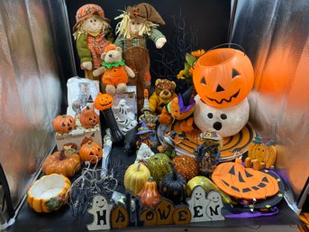 Large Lot Of Fall And Halloween Decor