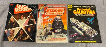 Lot Of Vintage Giant Size Comic Books Marvel Star Wars Battlestar Galactica And Buck Rogers