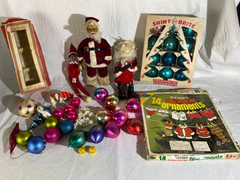 Lot Of Random Misc Vintage Christmas Decor Stuffed Ornaments  Etc