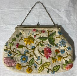 Vintage Embroidered Floral Flower Design Purse