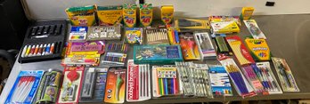Art Craft Office Supply Lot Crayons Oil Paint Pastels Pencils Pens Markers Chalk Tools Etc