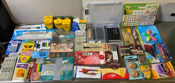 Art Craft Office Supply Lot Crayons Oil Paint Pastels Pencils Pens Markers Chalk Tools Etc