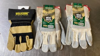 Lot Of 3 Pairs Of New Heavy Duty High Quality Work Leather Gloves All Size Large