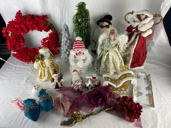 Lot Of Christmas Decor Tree Toppers Ornaments Wreath Etc
