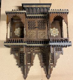 Vintage Very Rare Moroccan Or Middle Eastern 40x30 Wall Cabinet Super Ornate And Inlayed Read Description
