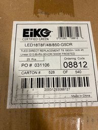 Case Of 25 New T8 14w LED 4ft Light Bulbs Eico Model LED18T8F/48/850-G5DR