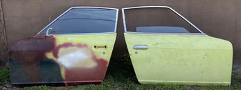 Vintage 1970's Nissan Datsun Pair Of OEM Doors, OEM Windows, Window Regulators