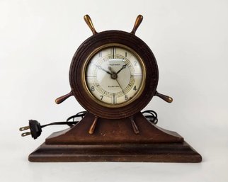 Vintage Waltham Nautical Ship Wheel Mantle Clock Model 170
