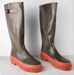 Marc Jacobs Pink Sole Gray Rubber Rain Boots Women's EU Size 43 / US 9