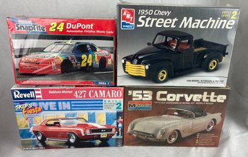 Lot Of 3 New And 1 Used Model Kit Cars Revell Monogram Amt