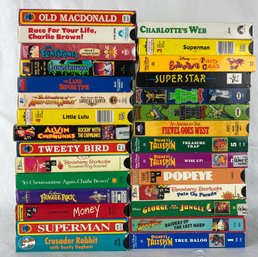 Large Lot Of Kids Cartoons Vhs Tapes