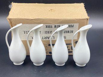 New Case Of 12 S.A. Leart Made In Brazil 6in Tall Pitcher Vases Plain White