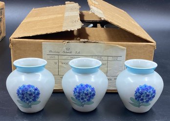 New Case Of 12 S.A. Leart Floral Flower Art 2.75in Tall Mini Vases Made In Brazil