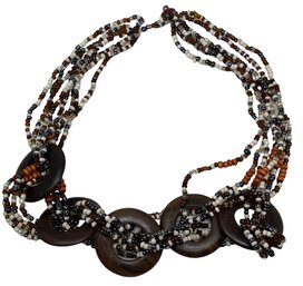Beaded And Wood Necklace