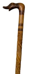 Carved Ornate 35in Long Wooden Walking Stick Cane