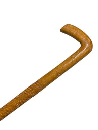 Carved Cross Hatch 37.25in Long Wooden Walking Stick Cane