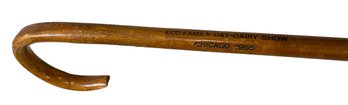 Wooden Advertising Ecc Family Day Dairy Show Chicago 1955 33.25in Tall Walking Stick Cane