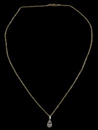 14k Necklace And 14k CZ Pendant Charm Combined 5.1 Grams Tested 14k Gold Jewelry