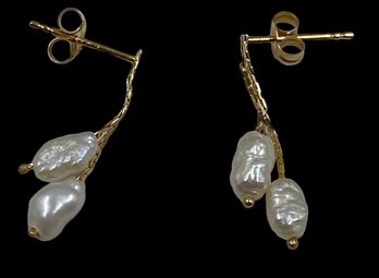 Jacmel 14k Freshwater Pearl Earrings In Original Box Tested 14k Gold Jewelry