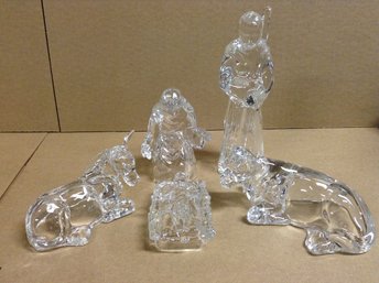 Cristal D'arques France Five Piece Crystal Nativity Set
