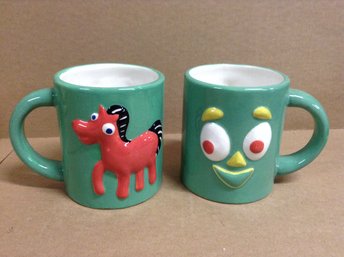 Lot Of Gumby And Pokey Coffee Mugs Prema Toy Company Rare