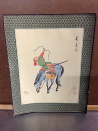 Chinese Watercolor Hand Painting - Warrior Archer On Horse